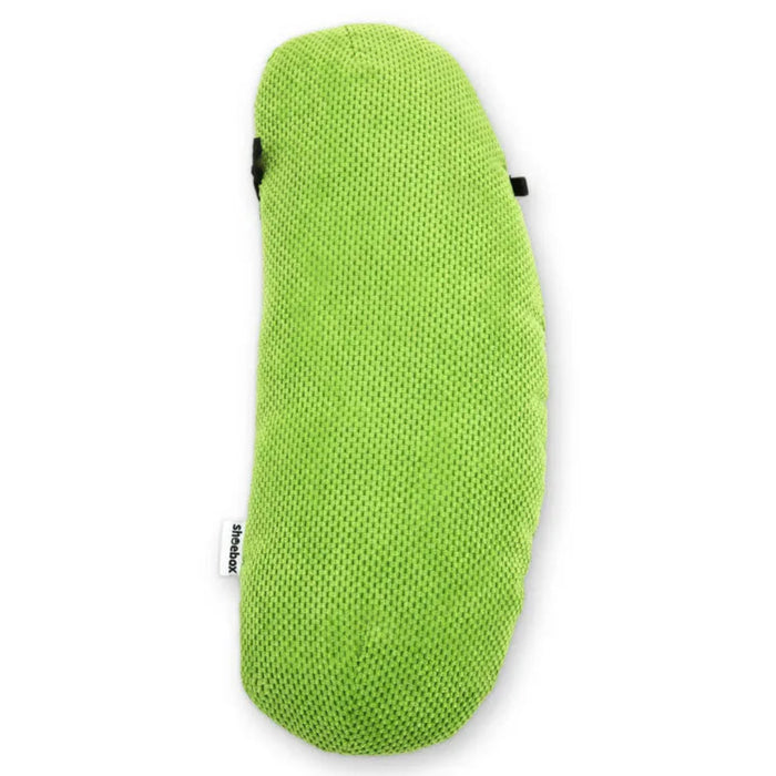 Green textured object on a white background
