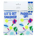 Two pairs of socks with humorous text and paddle ball graphics on a white background, branded as Hallmark.