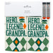 Pair of socks with 'Hero. Legend. Grandpa.' text and Hallmark branding.