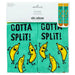 Packaging of socks with banana illustrations and 'Gotta Split!' text, featuring the Shoebox brand.