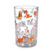Clear glass with cartoon dog characters on a white background