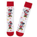 Minnie mouse crew socks on a white background. 