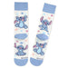 Pair of Stitch socks with cartoon character on a white background