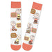 Pair of  socks with Charlie Brown illustrations and 'Good Grief' text on a white background