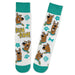 Pair of Scooby Doo socks with cartoon character and 'Ruh Roh!' text on a white background
