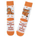 Two socks with Garfield the cat design on a white background