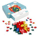 Peanut Butter & Company Christmas Snoopy puzzle with packaging and scattered pieces on a white background