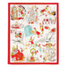 Cozy cream fleece throw blanket with red border, featuring a colorful collage of Dr. Seuss ‘How the Grinch Stole Christmas!’ storybook scenes on a white background.