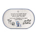 Decorative plate with Christmas-themed design featuring Charlie Brown and Snoopy, with text about Christmas and the birth of Christ.