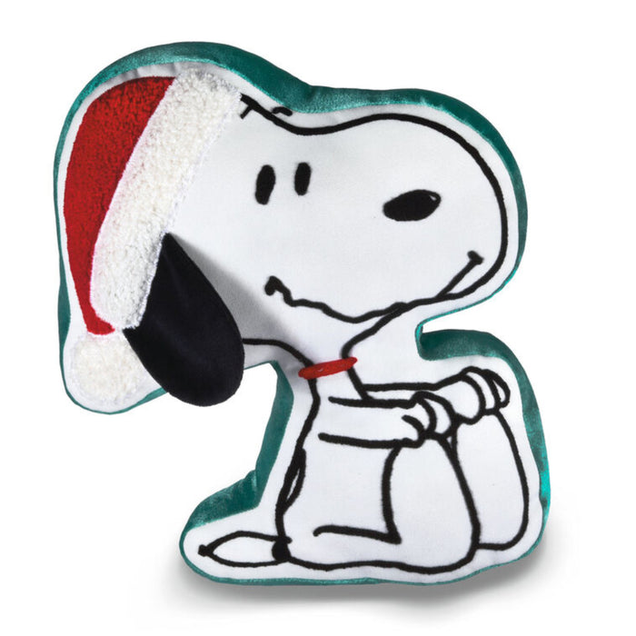 Snoopy-shaped cookie with a Santa hat on a white background