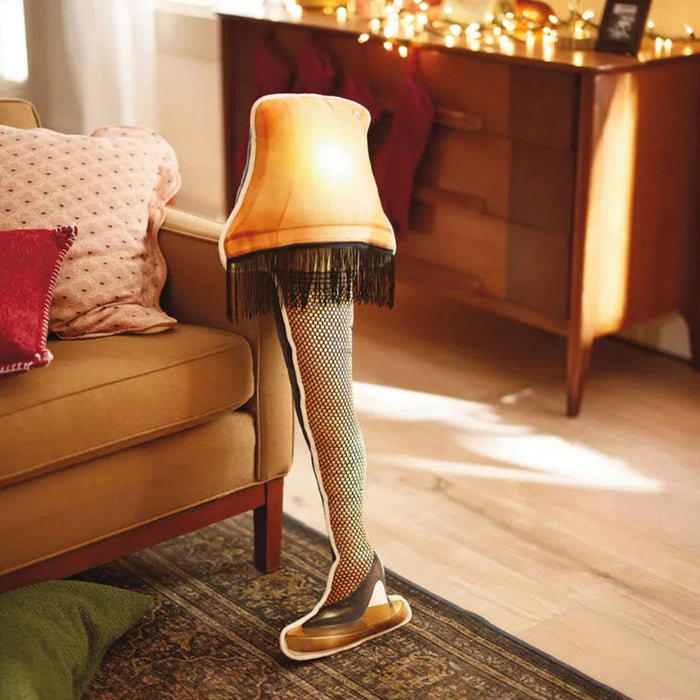  Pillow Lamp with fishnet stockings and high heels in a living room setting