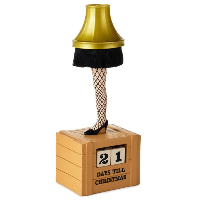 Calendar with a leg lamp design counting down to Christmas on a white background