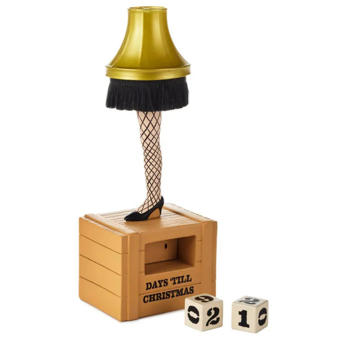 Christmas decoration with leg lamp and dice showing count down to Christmas
