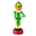Colorful elf figurine nutcracker with a green hat and coat on a white background