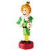 Christmas elf figurine Nutcracker holding a candy cane on a white background