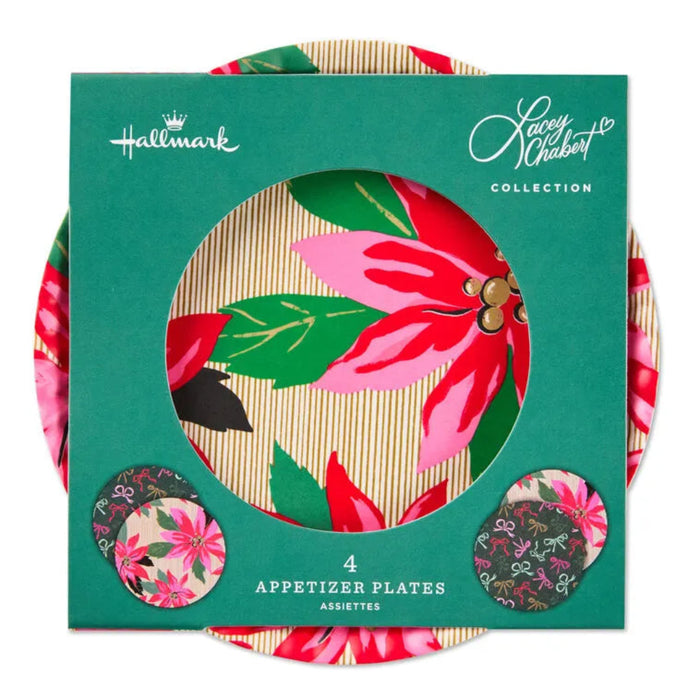Packaging of Hallmark Lacey & Cherubim collection with floral design on plates