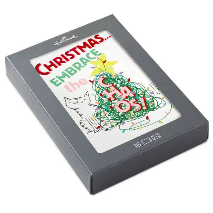 Hallmark : Cat and Tangled String Lights Christmas Cards Pack