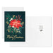 Christmas card with poinsettia design and 'Merry Christmas' text on a white background