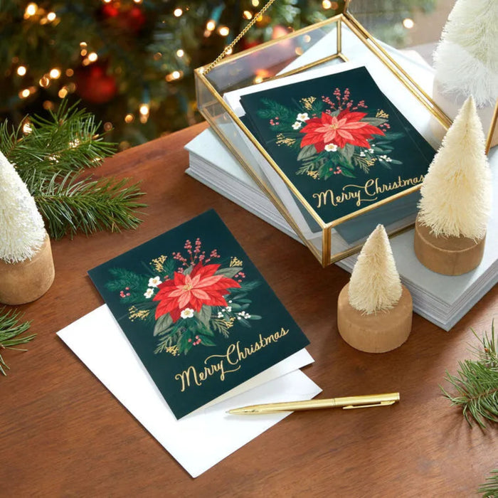 Hallmark : Elegant Poinsettia Boxed Christmas Cards