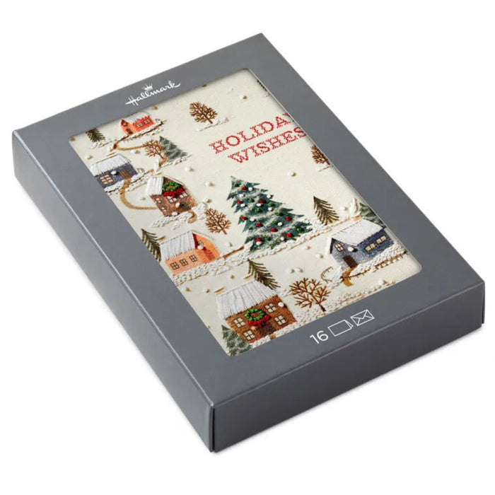 Hallmark holiday card set in a decorative box with Christmas-themed design.