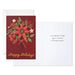Greeting card with floral design and 'Happy Holidays' text on a red background