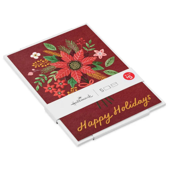Hallmark gift card with floral design and 'Happy Holidays' text on a white background