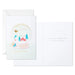Greeting card with a snow globe illustration and envelope on a white background