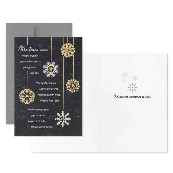 Hallmark : Snowflake Ornaments on Black Boxed Christmas Cards
