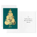 Christmas card with gold tree design on teal background