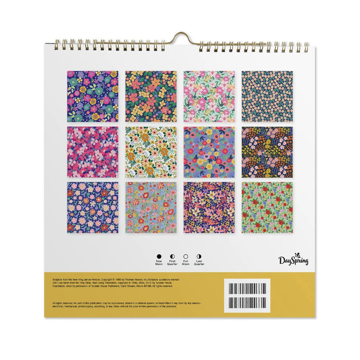 Hallmark Bright Floral 2027 Mini Wall Calendar 7x7 – interior month spread with floral artwork and inspirational quote