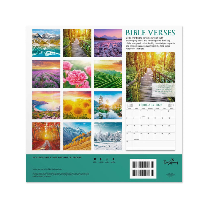 Hallmark Bible Verses and Beautiful Views 2027 Inspirational 12-Month Wall Calendar, 12x12, featuring scenic views and uplifting Scripture verses.