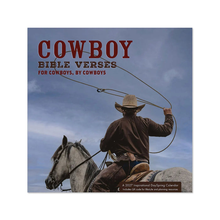 Hallmark Cowboy Bible Verses 2027 Inspirational 12-Month Wall Calendar, 12x12, featuring Western cowboy imagery and uplifting Bible verses.