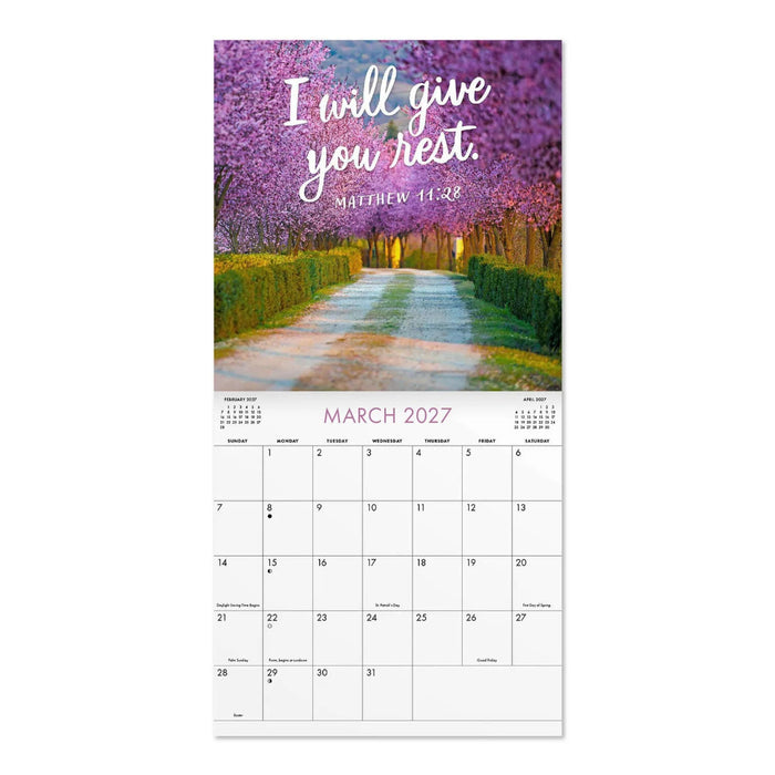 Hallmark God's Promises 2027 Inspirational 12-Month Wall Calendar, 12x12, featuring uplifting Scripture messages and beautiful inspirational artwork.