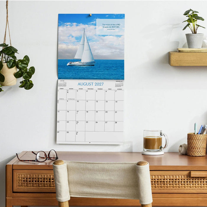 Hallmark KJV Psalms 2027 Inspirational 12-Month Wall Calendar, 12x12, featuring uplifting Scripture, beautiful artwork, and a spacious monthly date grid.