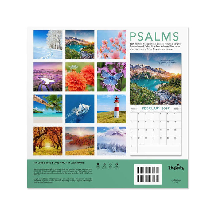 Hallmark Psalms 2027 Inspirational 12-Month Wall Calendar, 12x12, featuring uplifting Scripture, beautiful artwork, and a spacious monthly date grid.