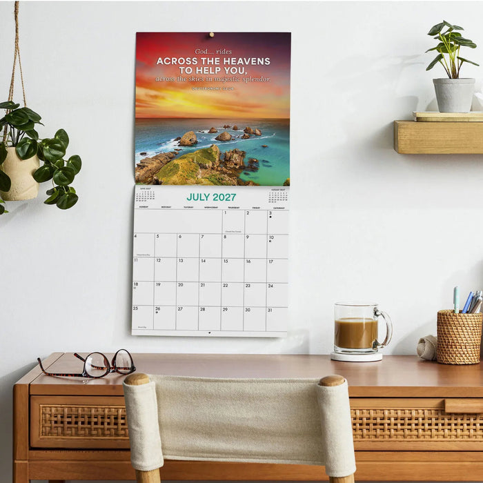 Hallmark The Heavens 2027 Inspirational 12-Month Wall Calendar, 12x12, featuring beautiful heavenly scenes, inspirational messages, and a spacious monthly date grid.