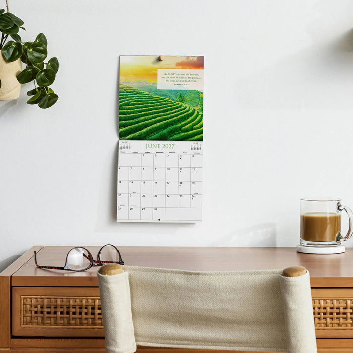 Hallmark Bible Verses and Beautiful Views 2027 Inspirational Mini Wall Calendar, 7x7, featuring beautiful scenic views, uplifting Bible verses, and monthly date grids.