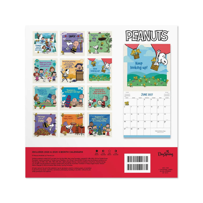 The Hallmark Peanuts® Happiness and Fun 2027 Mini Wall Calendar delivers twelve months of joy, laughter, and uplifting Peanuts® art in a compact 7x7 format.