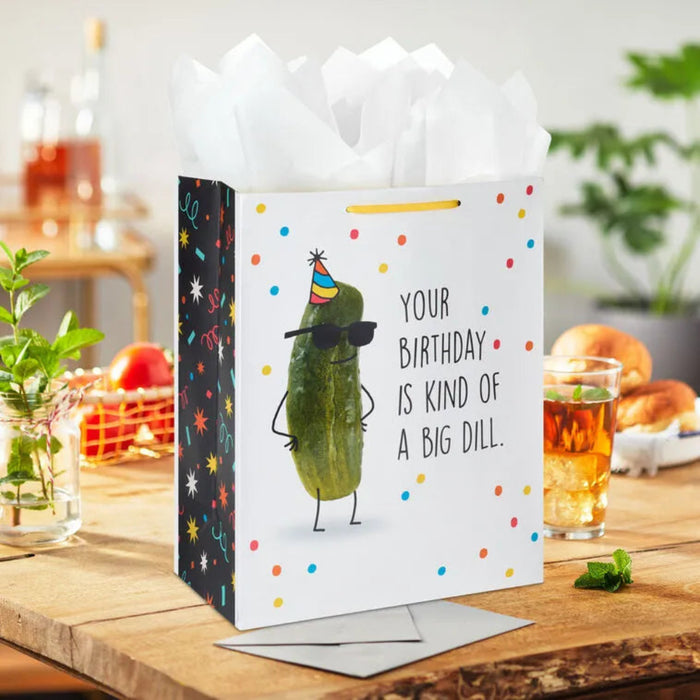 13" Birthday bag with a party pickle with text in a rustic party life style image 