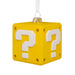Yellow cube with question marks on a white background