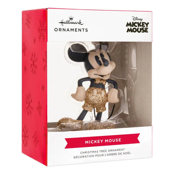Hallmark Disney Mickey Mouse Christmas ornament packaging with red and white design.