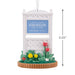 Decorative ornament with 'Stars Hollow' sign and flowers, featuring dimensions on a white background.
