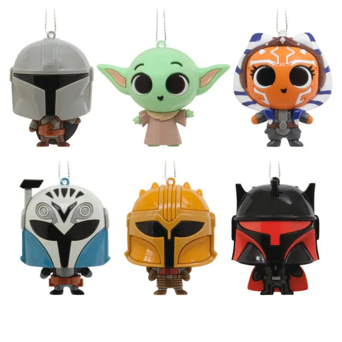  Assorted  one at random ,six Star Wars-themed ornaments  on a white background
