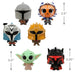 Assorted one chosen at random Star Wars-themed figurines ornaments  with measurements on a white background 