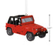 Red jeep ornament with dimensions on a white background