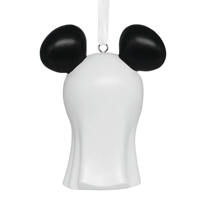 Hallmark Disney Mickey Mouse Ghost Ornament featuring Mickey Mouse dressed as a playful ghost for Halloween-themed seasonal décor. 