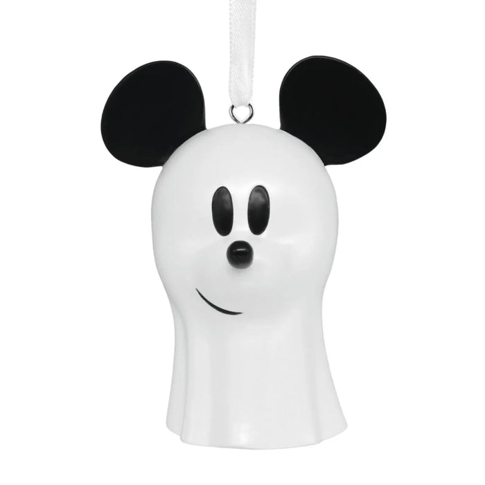 Hallmark Disney Mickey Mouse Ghost Ornament featuring Mickey Mouse dressed as a playful ghost for Halloween-themed seasonal décor. 