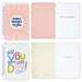 Set of greeting cards with various messages on a white background