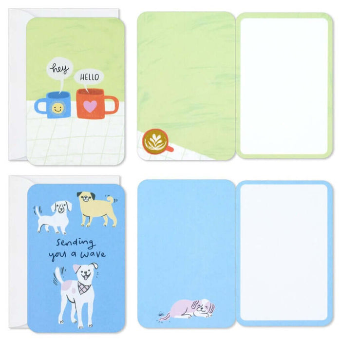 Set of Hallmark greeting cards with cute illustrations on a white background
