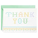 Card with 'THANK YOU' text in cross-stitch pattern and green envelope